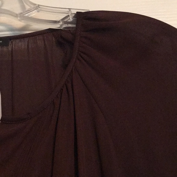 Ann Taylor Burgundy Long Sleeve Blouse - sheer - Picture 7 of 16